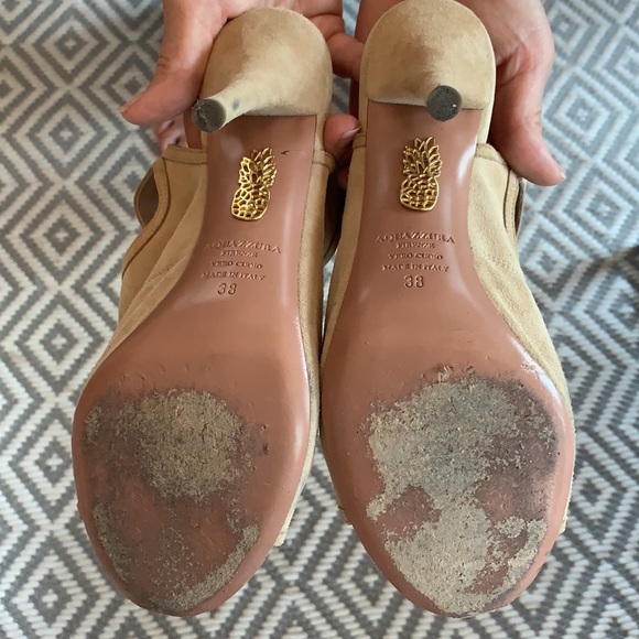 Aquazzura peep toe suede strappy pumps size 8 - Picture 3 of 5